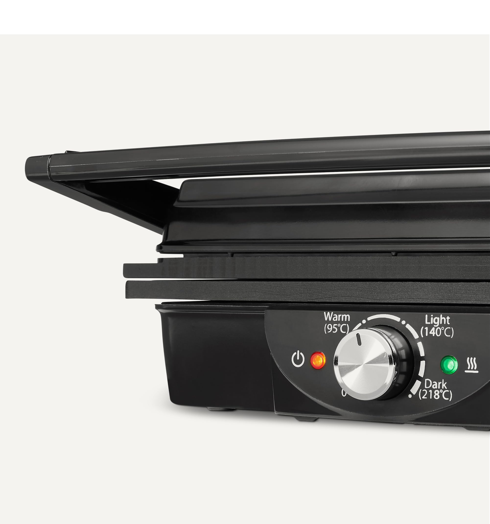 Amazon Basics Elektrischer Kontaktgrill mit Temperaturregelung, Plattengriller für Sandwiches, Paninis, Burger, Antihaftplatten, 2000W, Schwarz 3