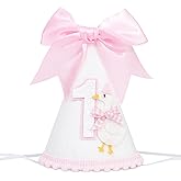 HUHJRUAR Bow One Silly Goose Birthday Hat - Silly Goose First/1st Birthday Decorations,Girl Bow 1st Hat (pink)
