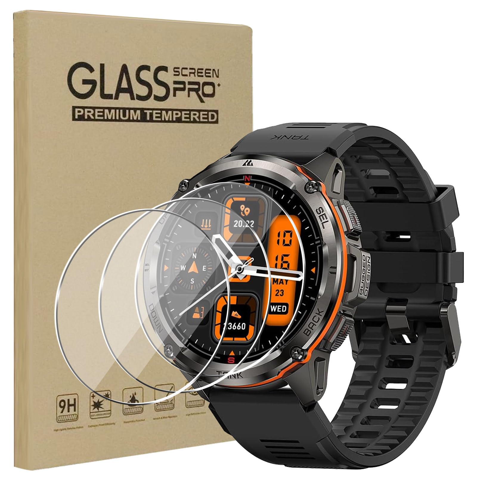 KZIOACSH Screen Protector for KOSPET TANK T3 Ultra, 3 Pack 9H Hardness HD Clear [Anti-Scratch] Tempered Glass Ultra-Thin 2.5D Round Edge [Anti-Fingerprint ] [Bubble-Free] Protective Film