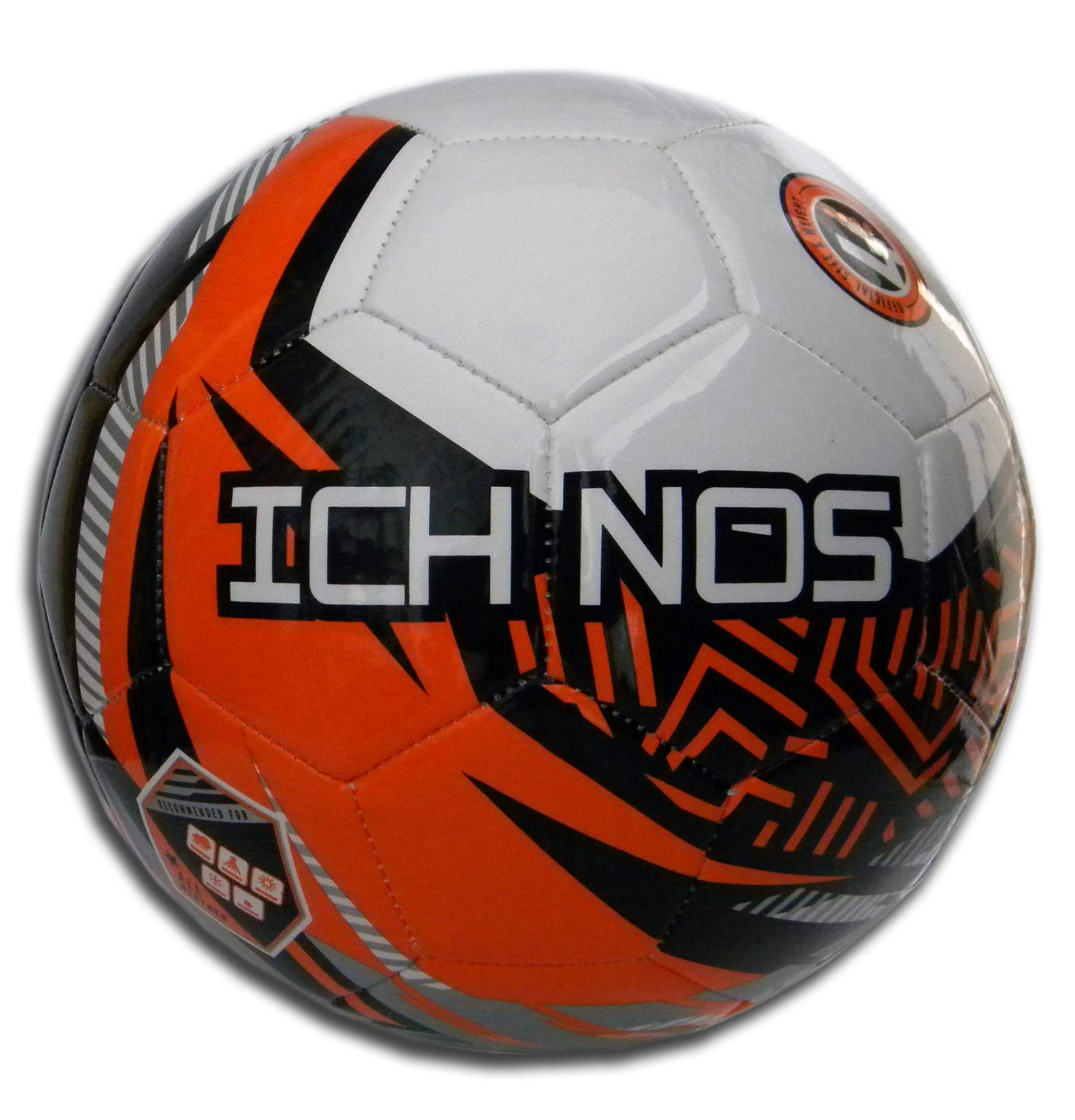 ICHNOS Snazzer Junior size football ball (White, Orange, Black, Silver, 4 (AGE 9-14))