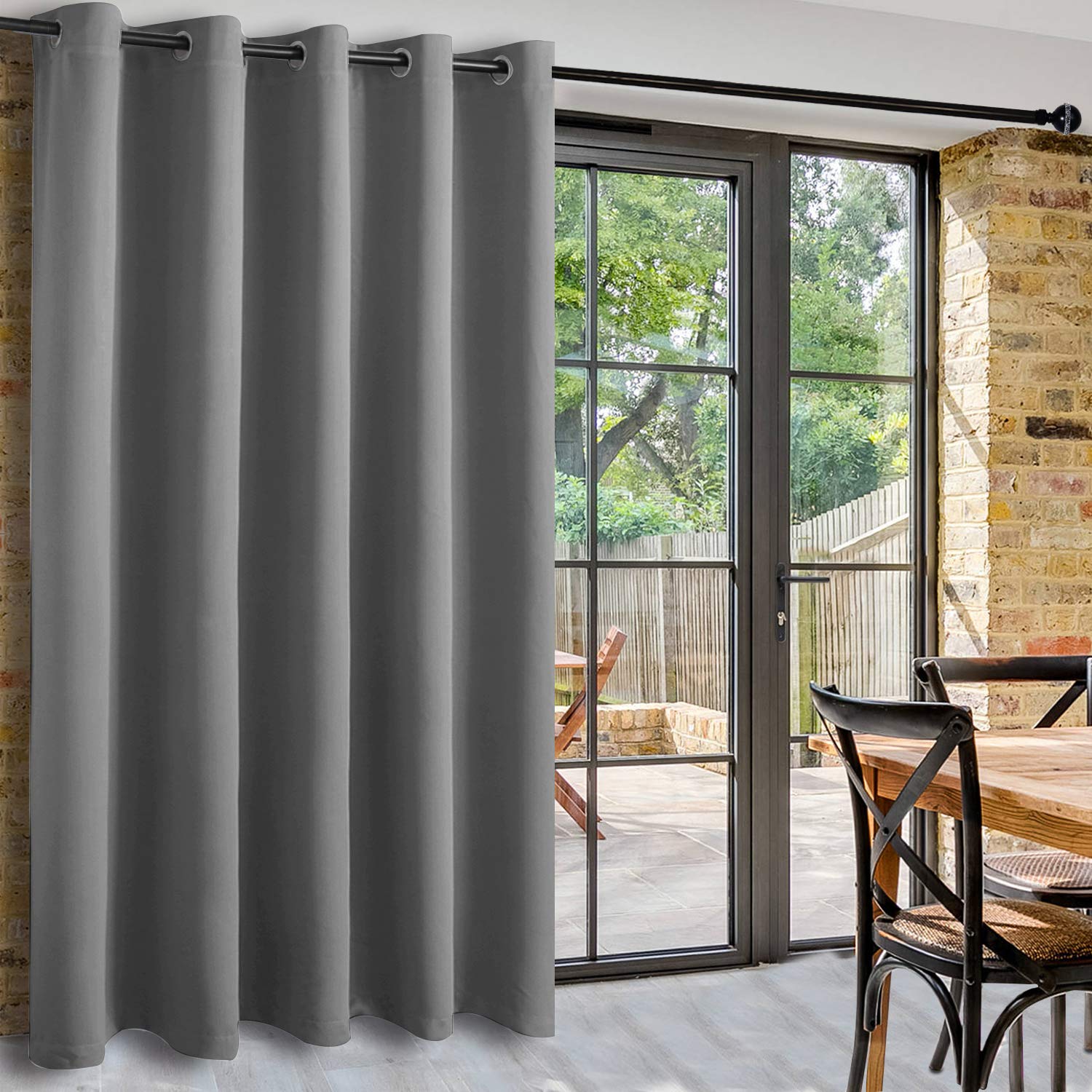 DWCN Patio Sliding Door Curtains - Extra Wide Curtains for Glass Door, Room Divider Blackout Thermal Curtain Grommet Panel with Grommet Top for Bedroom Partition, 6.7ft Wide x 7ft Tall, Light Grey