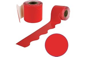 CARSON DELLOSA EDUCATION Carson Dellosa 36 Ft Scalloped Red Bulletin Board Borders, Classroom Borders for Bulletin Board, White Board, Cork Board, Locker, and Classroom Décor, Bulletin Board Trim