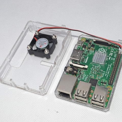 SNOWINSPRING Estuche Protector de Abs Soporte La Instalación del Ventilador para Raspberry Pi 2B / 3B / 3B + (Transparente)