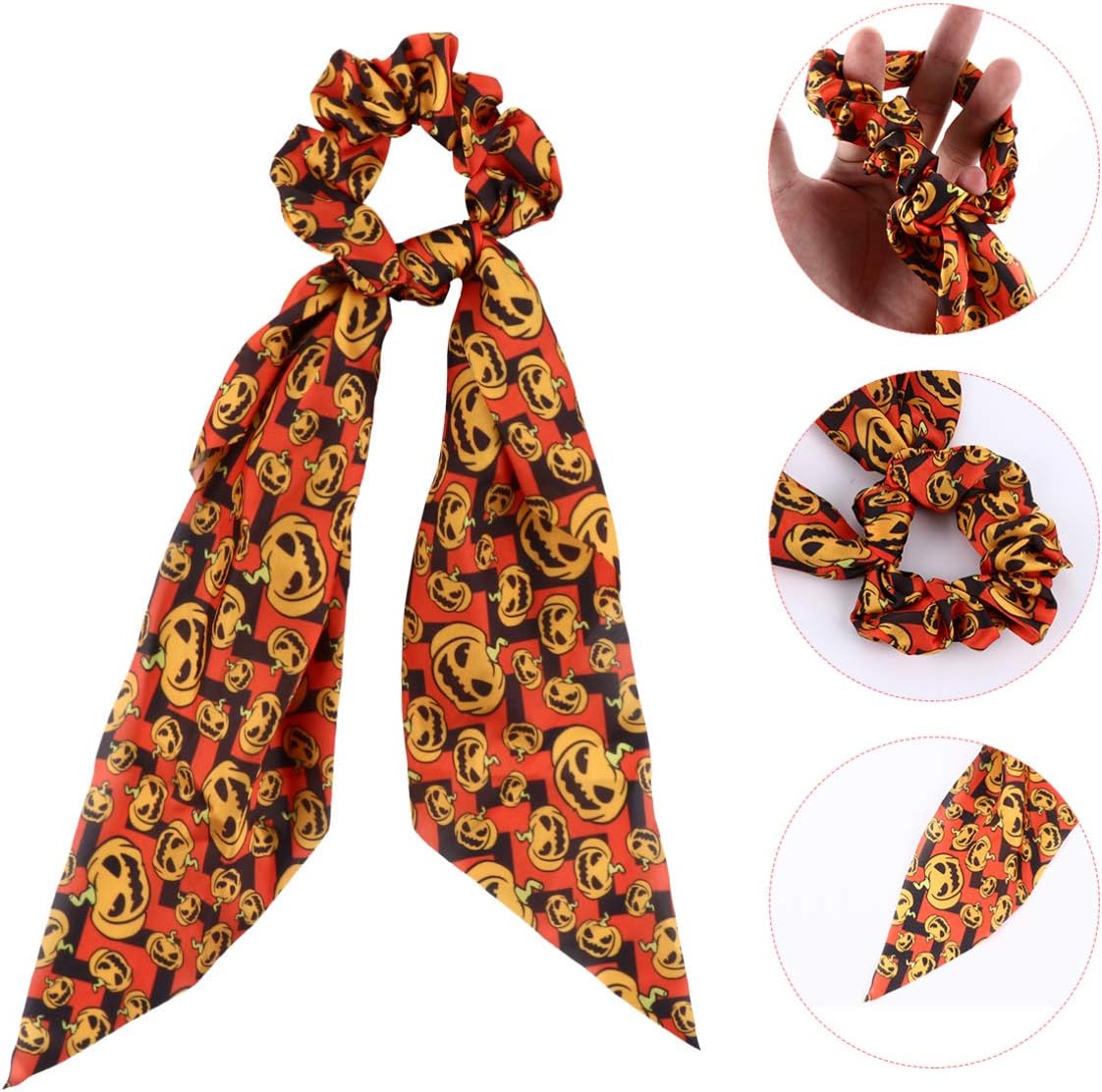 Lurrose 2Pcs Halloween Hair Scrunchies Chiffon Hair Scrunchies Bowknot Ponytail Holder for Women Girls Party - Image 3