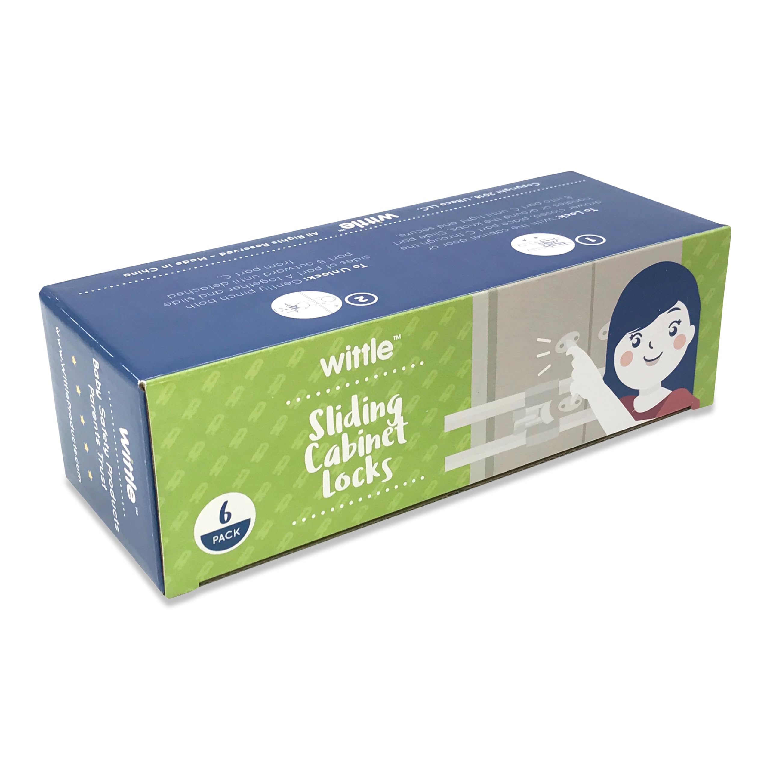 6-Pack Sliding Cabinet Locks - Reusable U-Shaped Child Cabinet Locks for Baby Proofing Cabinets, Drawers, Cupboards & More - No Tools, No Drilling, Easy to Use Child Proof Cabinet Latches by Wittle