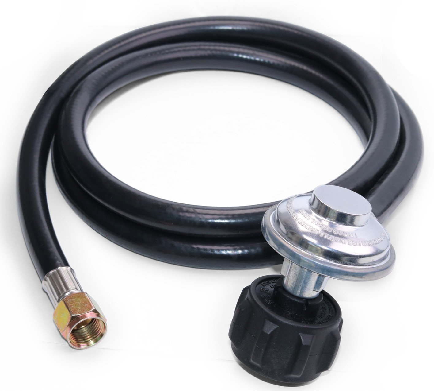 DOZYANT 5 Feet Universal QCC1 Vertical Low Pressure Propane Regulator Grill Replacement with 5 FT Hose for Most LP Gas Grill, Heater and Fire Pit Table (3/8" Female Flare Nut)