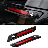 Rudyness Gloss Black Hard Saddlebag Latch Cover Reflector Kits For Harley Touring Street Road Glide 2024 2025 2026 (Black Red)