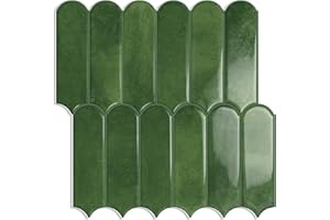 Tiwoos Green Peel and Stick Backsplash Tile 12"x12" Kitchen Self-Adhesive Wall Tiles (10-Sheet)