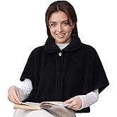PURFUN Thermal Soft Fleece Poncho Cape for Women Girls, Winter Warm Wearable Plush Shoulder Wrap Shawl Shrot Cloak Shrug
