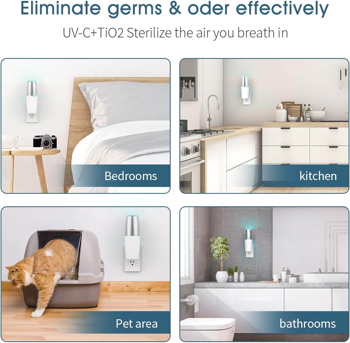 Portable UV Light Sanitizer, Eliminates Germs & Odor with UV-C Light Kill Airborne Viruses for Bedrooms, Kitchen, Bathroom, Pet Area, Nursery: Kitchen & Dining