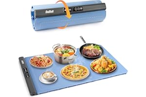 Dallfoll Electric Warming Tray, Food Warming Mat with 3 modes, 6 Temperature Settings, Full-Surface Heat in 10S, Silicone Food Warmer for Party, Gathering, Buffet