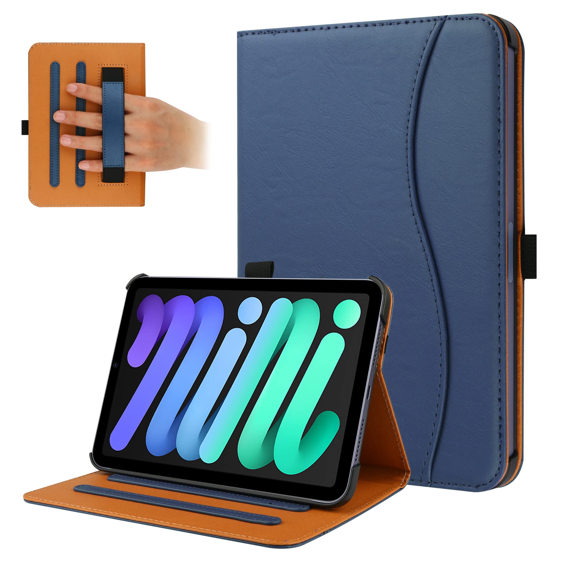 FANRTE iPad Mini 6th Generation Case 8.3 Inch 2021, Premium PU Leather Folio Stand Smart Protective Cover, Multi-Viewing Angles and Auto Wake & Sleep Function for iPad Mini 6th Gen (Dark Blue)