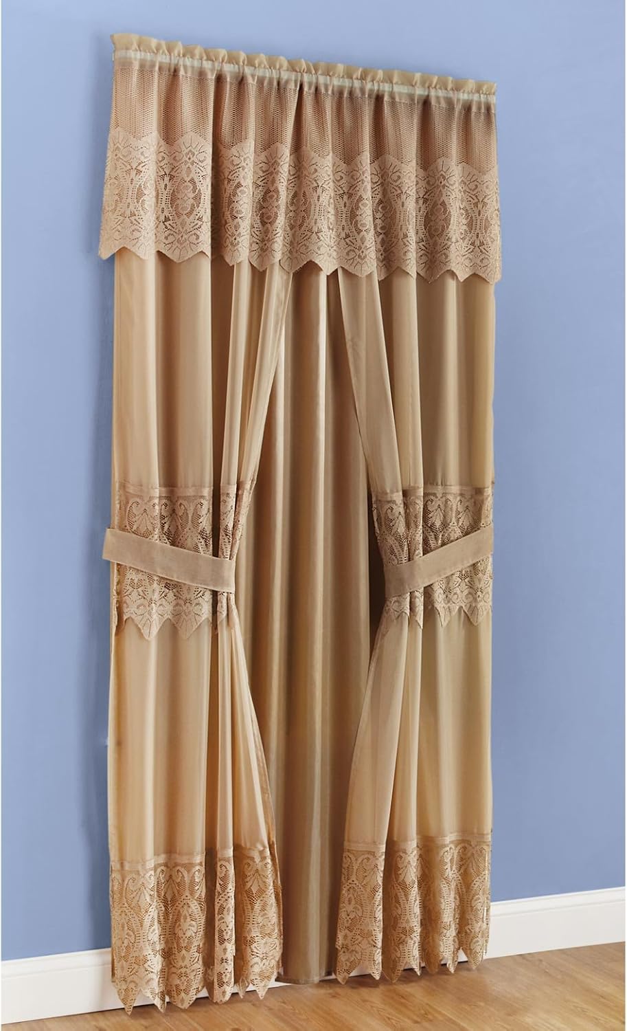 Carol Wright Gifts Joelle Lace Curtain, Gold, Size (54" W x