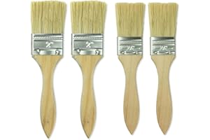 Chephon Natural Bristles Pastry Basting Brushes Set with wooden handle for Baking Kitchen Cooking BBQ Grill and Basting Oil Sauce and Marinade, 4 Pack