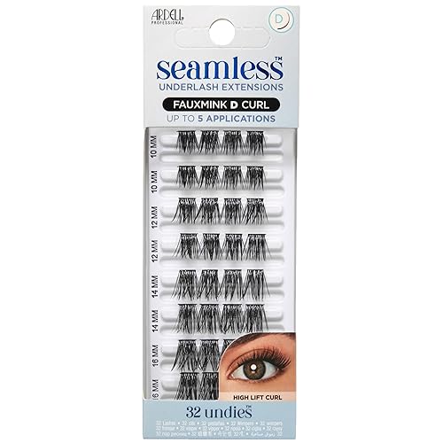 Ardell Seamless Underlash Lash Extensions Kit - DIY Lash Clusters, Faux Mink D-Curl, Natural Look Eyelash Extension, 32 Count, 1-Pack