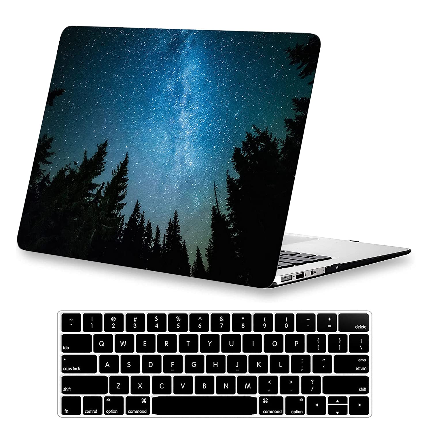 AUSMIX Compatible with Macbook Air 13 inch Case 2021 2020 2018 2019 Release M1 A2337/A2179/A1932 Touch ID, Plastic Hard Case Protective Cover & Keyboard Cover for Mac Air 13.3 inch M1, Sky Tree