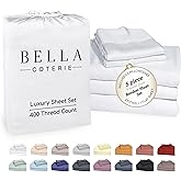 Bella Coterie Luxury Bamboo Viscose Split King Size Sheet Set | 2 Fitted Sheets for Sleep Number & Adjustable Beds | 100% Organically Grown | Cooling & Ultra Soft | 18” Deep Pocket [White]