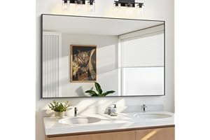 KOCUUY 60x36 Inch Large Black Wall Mounted Mirror,Aluminum Framed Decorative Rectangular Bathroom Mirror for Wall Over Sink,Vanity Mirror for Bedroom Living Room Bathroom,Functional Oversized Mirror