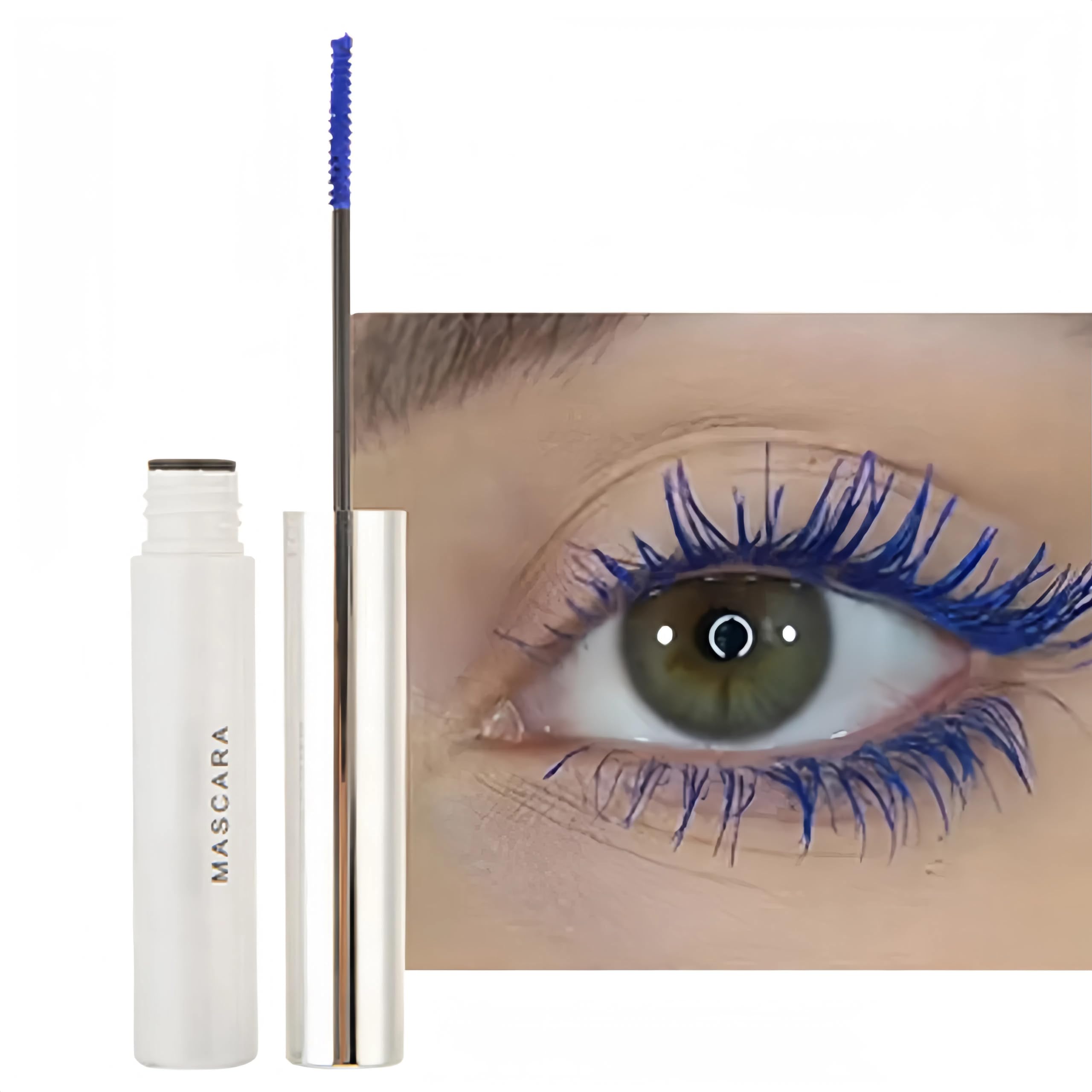 EOGRFW 4D Primer Mascara Blue Mascara,Waterproof Mascara,Long Lasting Thick Not Smudge Mascara,Colorful Fiber Mascara,Silk Fiber Lash Charming Masacara,Eyelash Easter Eyes Makeup for Party Stage Use