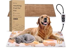 Bearhug Dog Heating Pad, Pet Heating Pad 35"×24"[Two Replaceable Cover] Adjustable Temperature Heated Cat Bed with Steel-Wrapped Cord, Waterproof and Chew-Resistant for Dogs Cats Large Animals