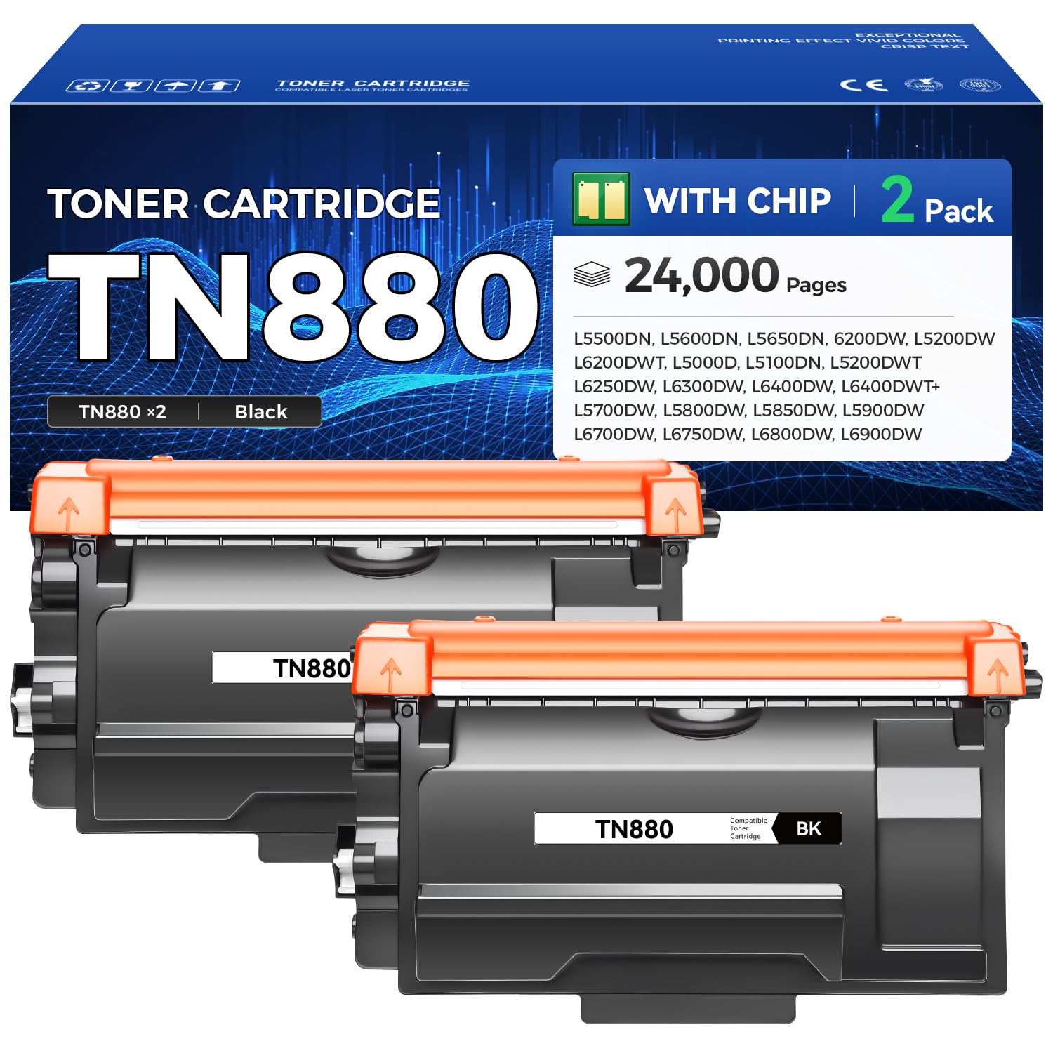 TN880 Toner Cartridge Black 2-Pack High Yield