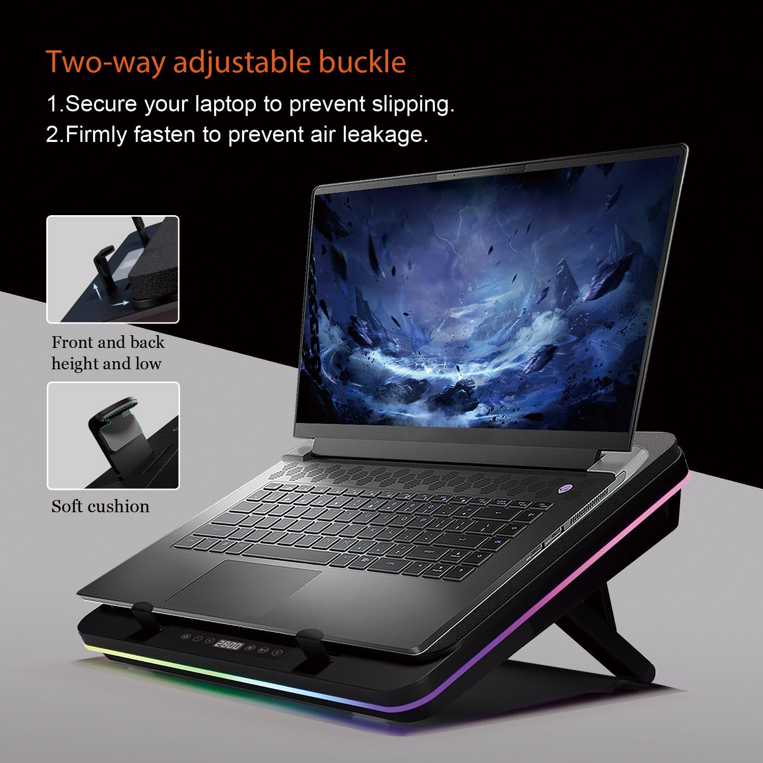 IETS Almohadilla De Refrigeración GT600 RGB Para Laptop Equipada Con Turboventilador Gigante  5 Pulgadas De Diametro Espuma Sellada Para
