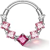 Agrewd Colorful CZ Septum Rings, 16G Septum Jewelry, Dainty Helix Daith Earrings for Women, Stainless Steel Septum Daith Piercing Jewelry