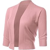 Allsense Women's 3/4 Sleeve Cropped Shrug Cardigan | Classic Bolero, Open-Front, Lightweight Soft Fine Knit Cover Up