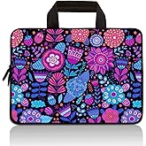 HAPLIVES Universal 7~9 inch Kids Tablet Portable Neoprene Zipper Carrying Sleeve Case Bag Fits 7" 8" 8.5" 8.9" 9" iPad mini 5 4 3 2 1, Galaxy Tab A 8.0 (Purple Flowers)