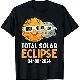 Total Solar Eclipse 2024 Glasses Funny Sun Moon Kids Boys T-Shirt
