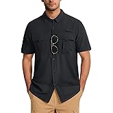 MAGCOMSEN Men's UPF 50+ Fishing Shirts UV Sun Protection Cooling Quick Dry Short Sleeve Shirts for Hiking Safari Camping