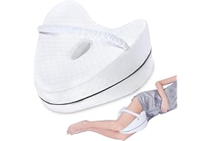 SAHEYER Knee Pillow for Side Sleepers, Memroy Foam Leg Pillow for Side Sleeping, Leg Elevation Pillow, Washable Cover Hip Pillow for Sciatica Relief, Post Injury Recovery - with Adjustable Strap