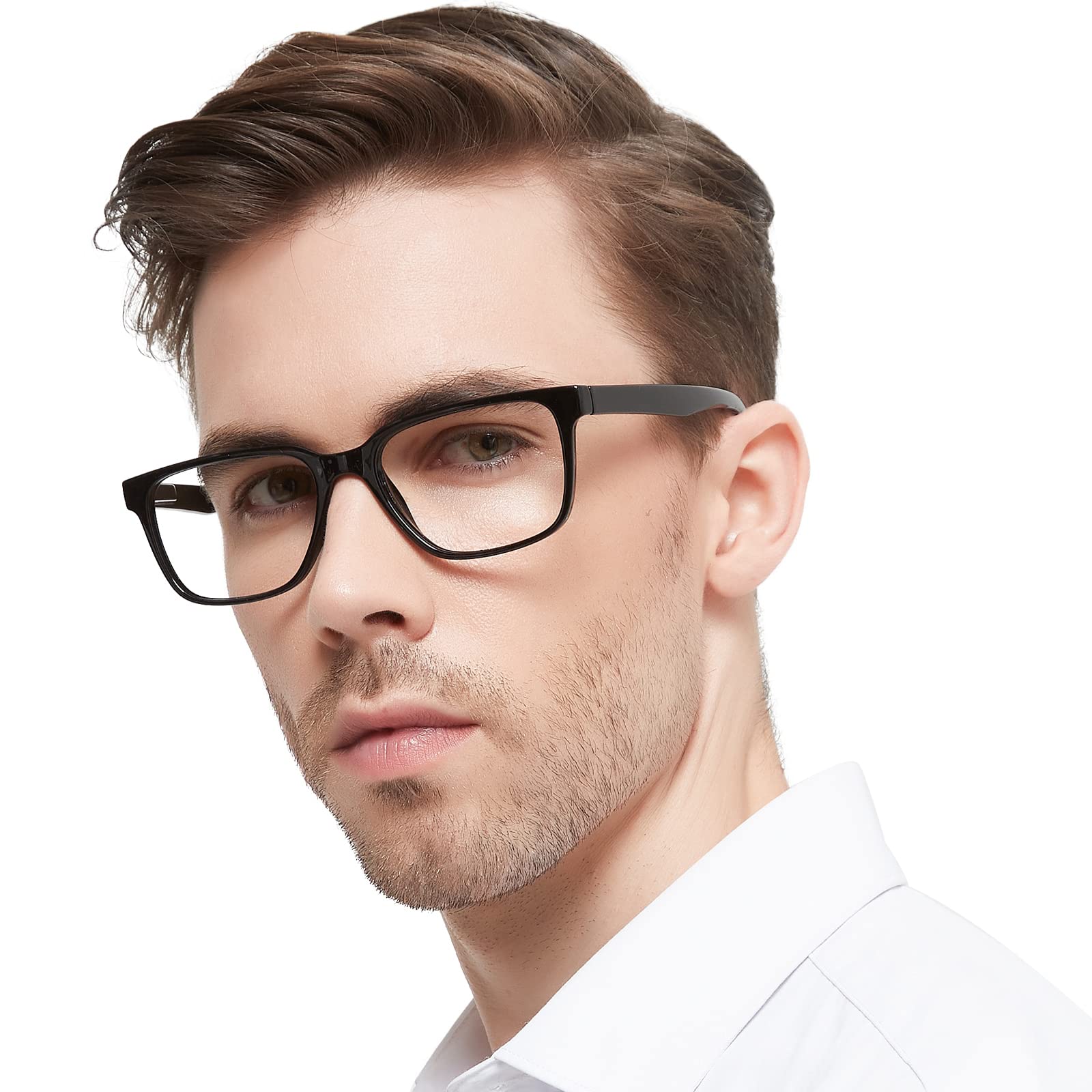 OCCI CHIARI Oversized Mens Reading Glasses Square/Rectangle Readers Glasses for Men Medium Shape Reading Glasses Spring Hinge (Black, 250)