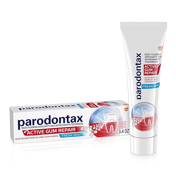 PARODONTAX ACTIVE GUM REPAIR TOOTHPASTE, GUM TOOTHPASTE, FRESH MINT – 3.4 OUNCES