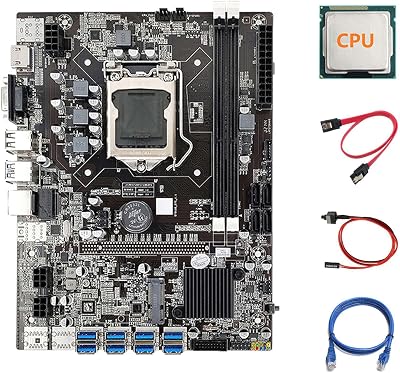 Hagsnec B75 ETH Mining Motherboard 8XPCIE USB Adapter CPU SATA RJ45 LGA1155