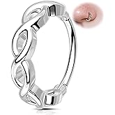 Melighting 20G Twist Nose Ring Hoop, 316L Stainless Steel Helix Cartilage Earring, Hinged Segment Ring, Conch Lobe Septum Nostril Piercing Jewelry for Women 7/8 mm
