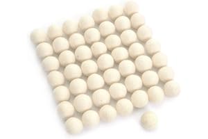 Glaciart One Wool Felt Balls, Felt Ball (60 Pieces) 2.5 Centimeters - 1 Inch, Handmade Felted Pure White Color - Bulk Small Puff for Felting and Garland