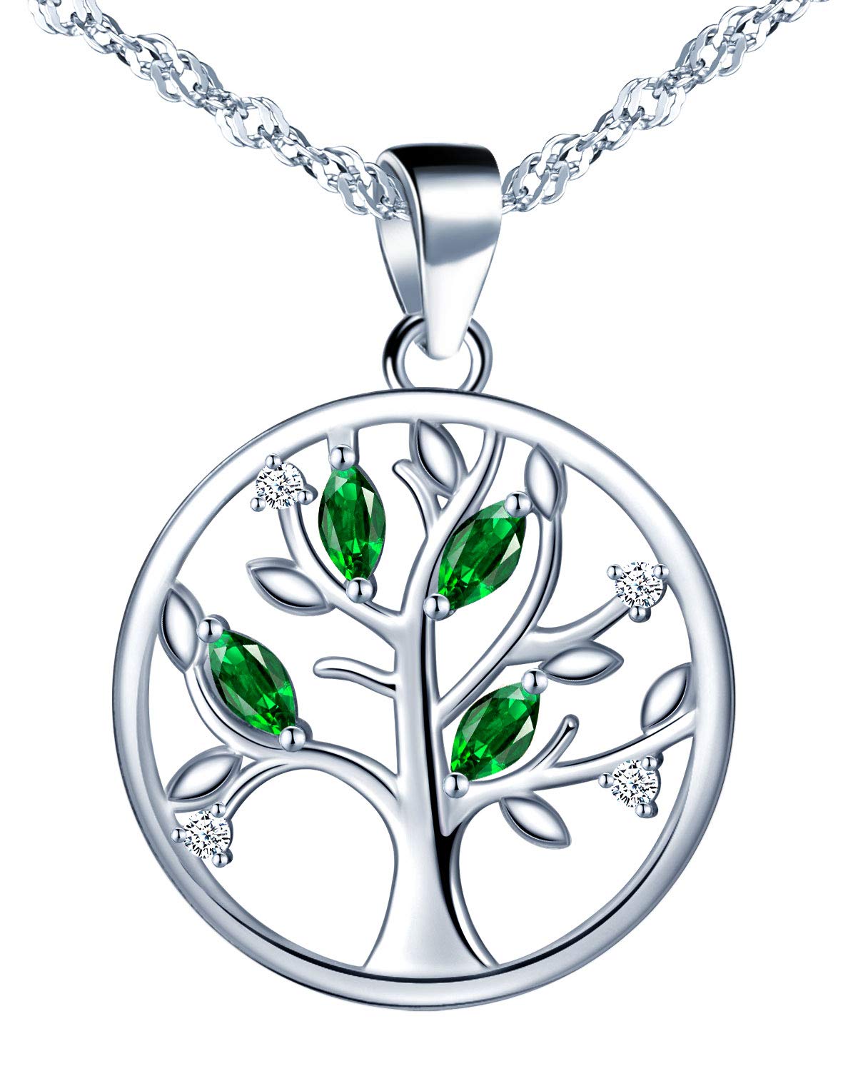 CPSLOVE 925 sterling silver Hollow tree of life Necklace Pendant, Inlaid color zircon, Women's girl's necklace pendant
