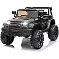 JOYMOR Ride on Truck with Remote Control, 4 Wheels 12V Battery Powered Kids Car, with LED Headlight/Horn Button/ MP3 Player/USB Port/Forward Backward/Kids Girl Boy (Black)