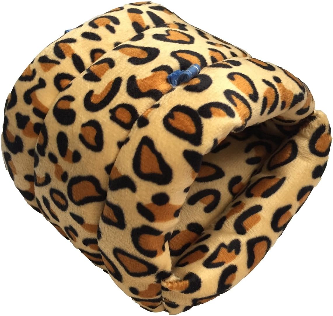 WOWOWMEOW Small Animals Warm Hanging Cage Cave Bed for Hamsters, Guinea-Pigs, Rats, Rabbit and Chinchillas (L, Leopard)