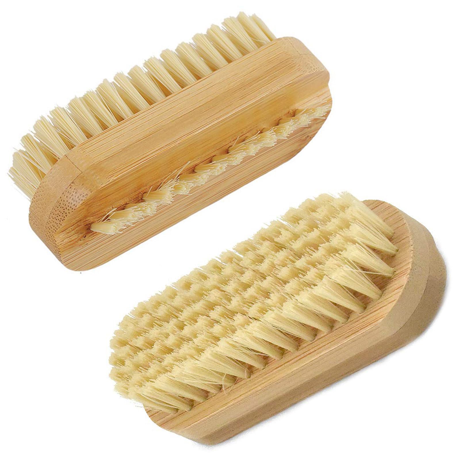 CVNRCLP Bamboo Nail Brush Set - 2-Piece Double-Sided Cleaning Brushes for Fingernails and Toenails - Ideal Nail Care Accessories for Men, Women, and Kids