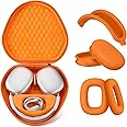 Maxjoy for Airpods Max Case, Smart Case Supports Sleep Mode, with AirPods Max Silicone Earpad Cover/Ear Cups/Headband Cover Accessories, Portable Travel Carrying Storage Bag, Orange Set