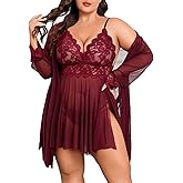 Avidlove Plus Size Lingerie Sexy Lingerie Set Women's Exotic Nightgowns Lace Chemise Lingerie Side Slit Nightdress