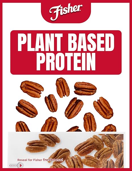 FISHER SNACK ROASTED SALTED PECANS, 4.5 OZ (PACK OF 1), MAMMOTH SALTED PECANS IN RESEALABLE POUCH, PERFECT FOR GIFTING OR PERSONAL ENJOYMENT, CRUNCHY, AND IRRESISTIBLY ROASTED