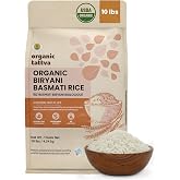 Organic Tattva Long Grain Basmati Rice, 10 lbs, White Rice, USDA Certified | Non GMO, Vegan, Kosher, Free from Additives, Cooks Fluffy, Ideal for Biryani, Stir-Fries, Pilafs, Pudding &amp; Curries