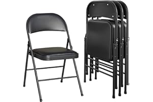 KAIHAOWIN Folding Chairs Set of 4 Vinyl Folding Metal Chairs Easy Foldable Padded Chair-Stackable Morden Commercial Seat with