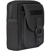 Compact Utility Duty Belt Pouch, Multipurpose Tactical Molle Belt Pouches Utility EDC Tool Pouch Bag Small Vertical Modular Pouches Mini Slim Waist Bag Outdoor Camping Hiking Organizer, Black