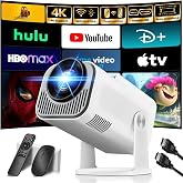 [Projector 2026 Upgraded] Mini Projector Support 4K 1080P Auto Keystone 270&deg;Rotatable with WiFi 6 and Bluetooth 5.2 Projector Portable Compatibile with HDMI/TV Stick/Memory Stick/Laptop,White