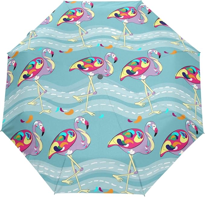 Sombrilla de sol con diseño de flamencos y rayos UV para mujer al aire