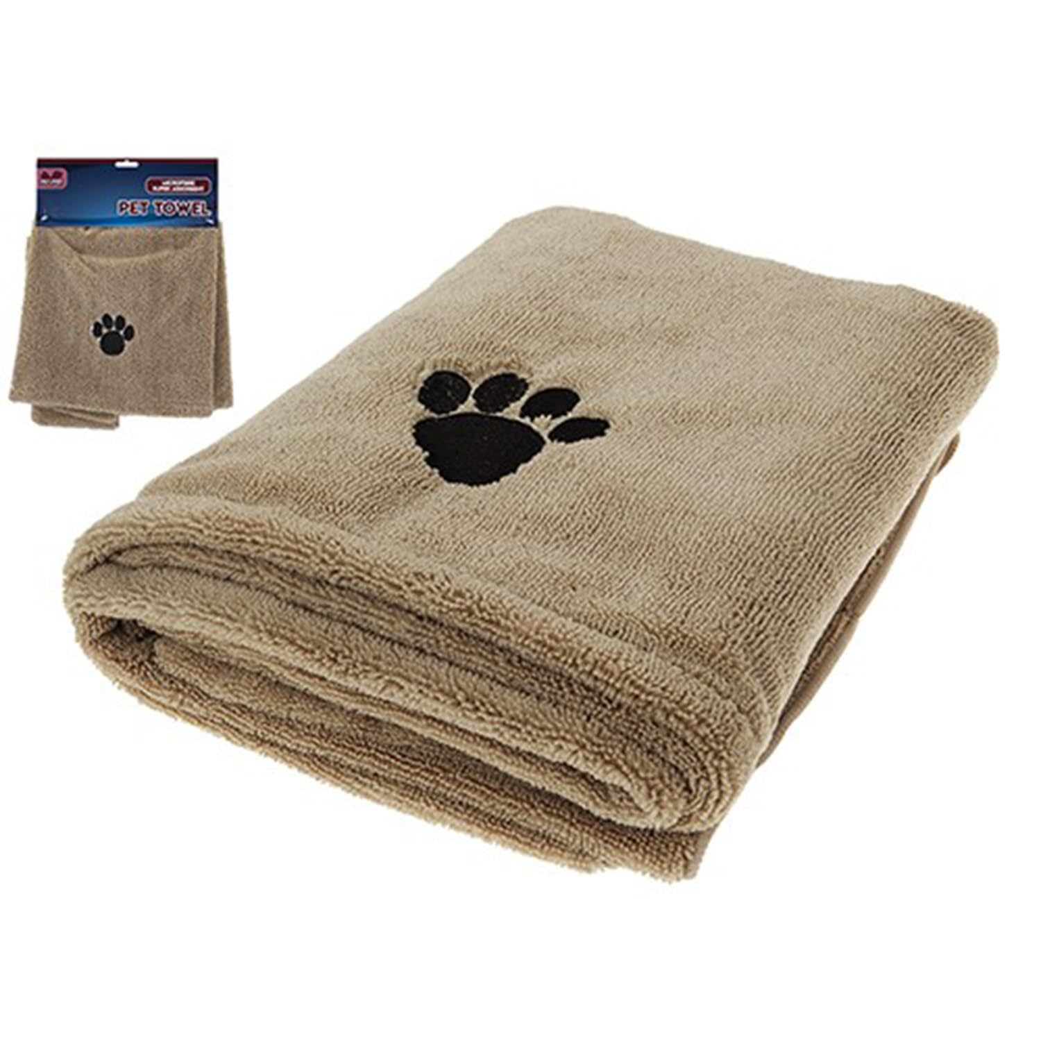 Luxurious Beige Microfibre Super Absorbent Pet Towel - 110cm x 71cm (1 Pc.) - Premium Quality Microfiber - Ideal for All Breeds
